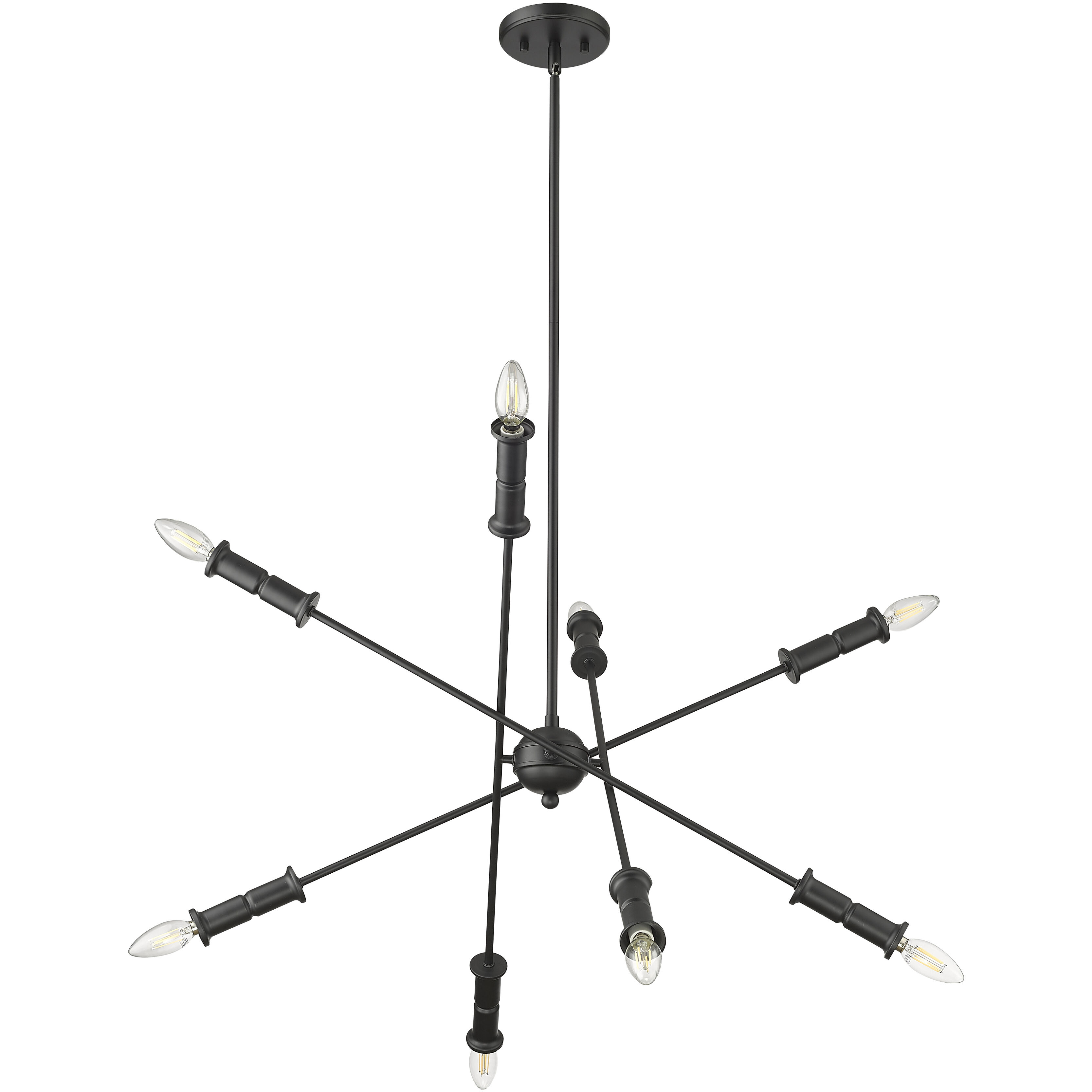 Potiss 8 Light 33 inch Matte Black Chandelier Ceiling Light